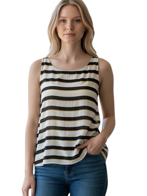 Ann Taylor Loft: Women’s Sleeveless Striped Blouse -Size Small